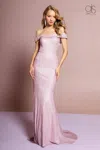 Gls Long Formal Off Shoulder Prom Dress In Purple