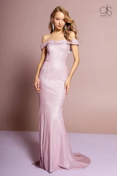 Gls Long Formal Off Shoulder Prom Dress In Purple