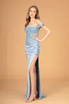 Gls Long Formal Prom Mermaid Fit Dress In Blue