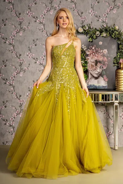 Gls Long Formal Sequin A Line Prom Dress In Green
