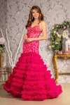 Gls Long Formal Sequin Evening Prom Gown In Red