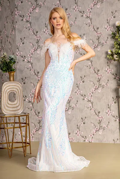 Gls Long Formal Sequin Mermaid Prom Dress In White