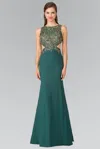 Gls Long Formal Side Cut Dress In Green