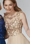 Gls Long Formal Sleeveless Beaded Chiffon Prom Dress In Brown