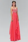 Gls Long Formal Strapless Chiffon Prom Dress In Multi