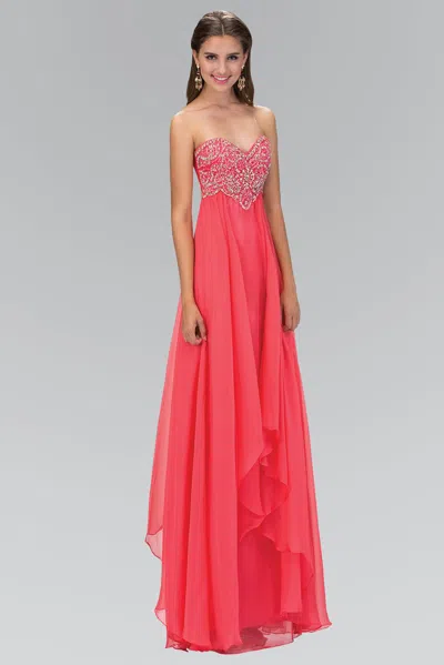 Gls Long Formal Strapless Chiffon Prom Dress In Multi