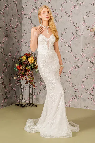 Gls Long Mermaid Applique Wedding Gown In White