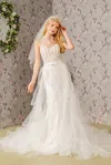 Gls Long Mermaid Cape Wedding Dress In White