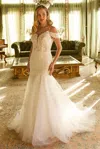 Gls Long Mermaid Sequin Wedding Dress In White
