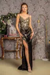 Gls Long Metallic Formal Mermaid Prom Dress In Black
