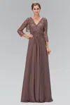 Gls Long Mother Of The Bride Dress Jacket In Brown