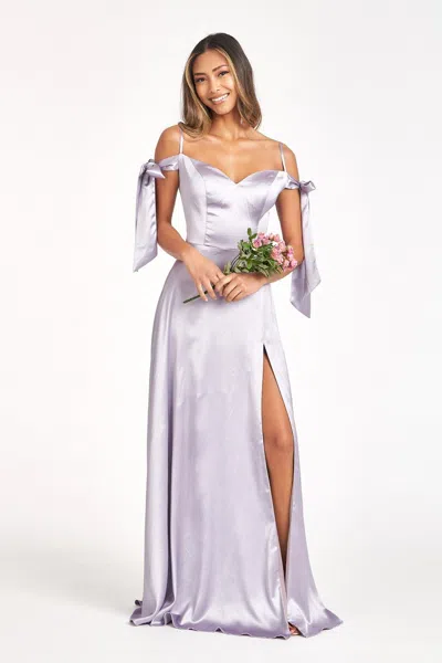 Gls Long Off Shoulder Formal Bridesmaid Dress In Silver