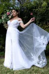 Gls Long Off Shoulder Lace Wedding Gown In White