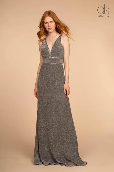 Gls Long Open Back Prom Formal Evening Dress In Gray