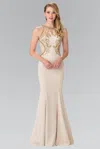 Gls Long Prom Beaded Halter Formal Evening Dress In Gold