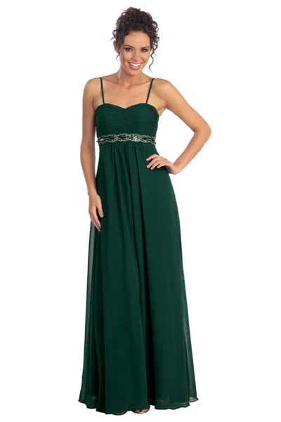 Gls Long Prom Dress Accented With Jewel In Green