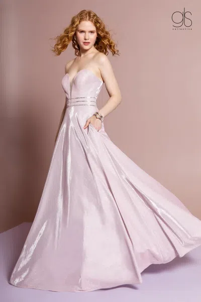 Gls Long Prom Dress Formal Ball Gown With Pockets In Pink