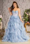 Gls Long Prom Formal A Line Evening Dress In Blue