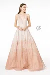 Gls Long Prom Glitter Tulle A-line Dress In Orange