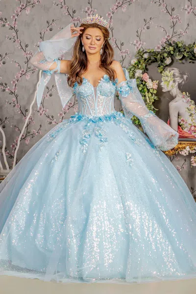 Gls Long Quinceanera Ball Gown In Blue
