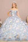 Gls Long Quinceanera Dress Ball Gown In Blue