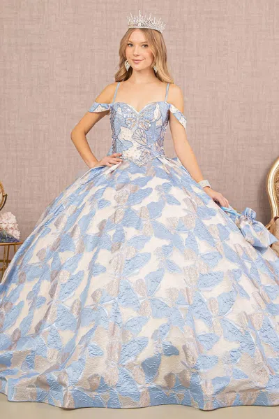 Gls Long Quinceanera Dress Ball Gown In Blue