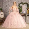 Gls Long Quinceanera Dress Glitter Ball Gown In Neutral