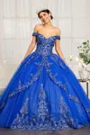 Gls Long  Quinceanera Dress Off Shoulder Ball Gown In Blue