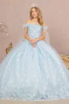 Gls Long Quinceanera Dress Off Shoulder Ball Gown In Blue