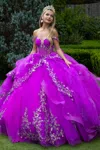 Gls Long Ruffle Ball Gown Quinceanera Dress In Purple