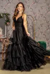 Gls Long Sequin Beaded Formal Prom Dress In Black