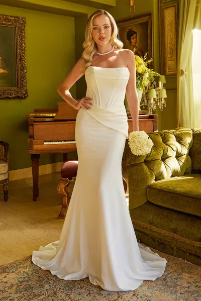 Gls Long Simple Fitted Wedding Dress In White