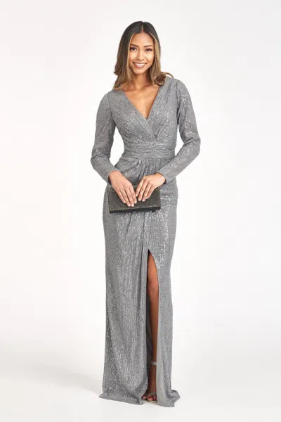 Gls Long Sleeve Formal Mermaid Evening Dress In Gray