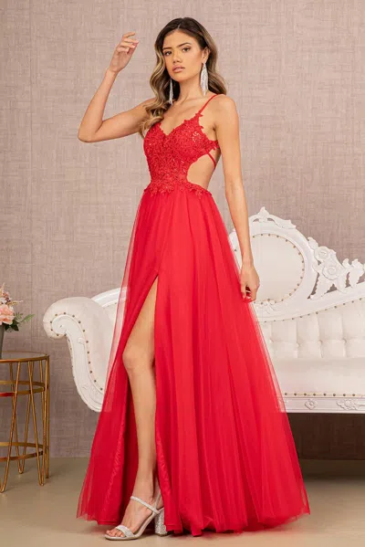 Gls Long Spaghetti Strap A Line Prom Dress In Multi