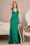 Gls Long Spaghetti Strap Fitted Prom Dress In Green
