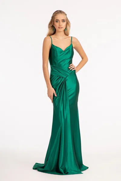 Gls Long Spaghetti Strap Mermaid Prom Dress In Green
