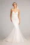 Gls Long Spaghetti Strap Mermaid Wedding Dress In White