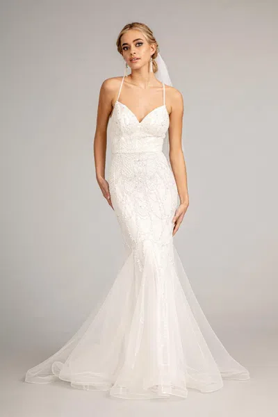 Gls Long Spaghetti Strap Mermaid Wedding Dress In White