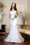 Gls Long Spaghetti Strap Mermaid Wedding Gown In White