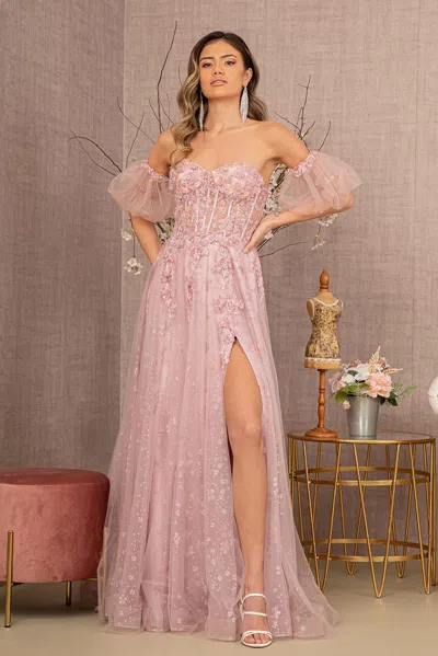 Gls Long Strapless A Line Prom Gown In Pink