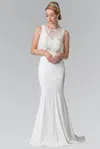 Gls Long Wedding Dress With Detachable Beaded Lace Top In White