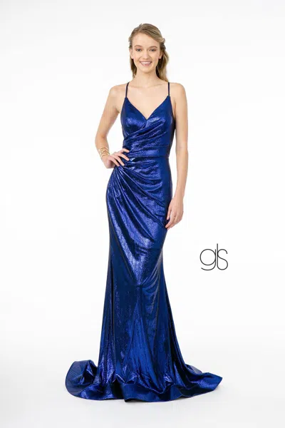 Gls Mermaid Long Prom Dress Evening Gown In Blue
