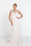 Gls Mermaid Long Wedding Dress With Sheer Back In White