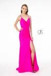 Gls Mermaid Ruched Jersey Long Prom Dress In Pink