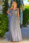 Gls Mother Of The Bride Long Sequin A Line Formal Dress In Gray
