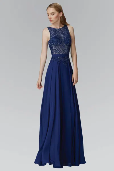 Gls Navy Long Prom Dress Formal Evening Gown In Blue