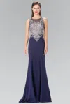 Gls Navy Prom Long Evening Dress In Animal Print