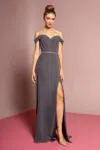 Gls Off-shoulder Long Formal Bridesmaid Dress In Gray