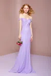 Gls Off The Shoulder Long Evening Gown In Purple