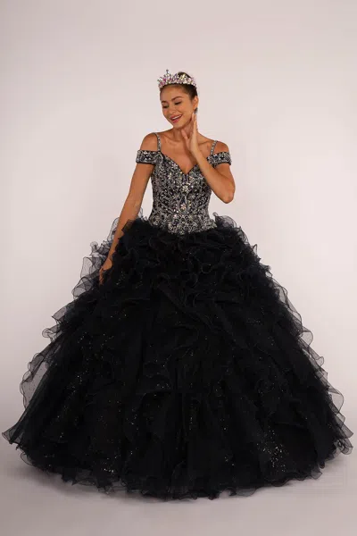 Gls Off The Shoulder Quinceanera Long Ball Gown In Blue
